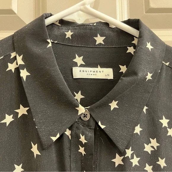 Equipment Black Star Print dress size L - Picture 2 of 4
